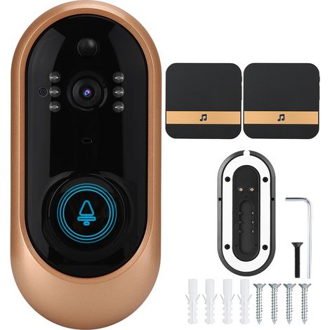 Sonnette vidéo sans fil intelligente HD 1080P WIFI, caméra de sécurité PIR avec détecteur de mouvement, sonnette connectée (1/5)