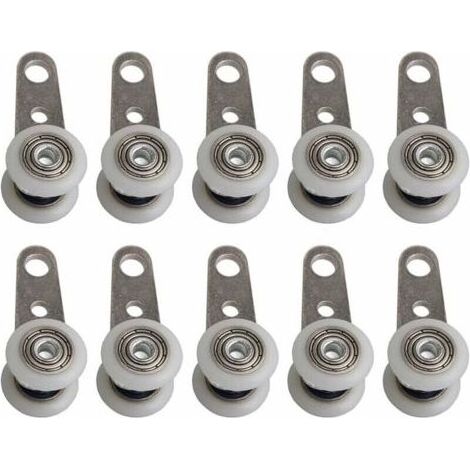 Lot De 10 Roulettes Pour Baies Vitrées Ou Portes Coulissantes - En Métal Et En Plastique - 4,5 X 1,9 Cm, (1/5)