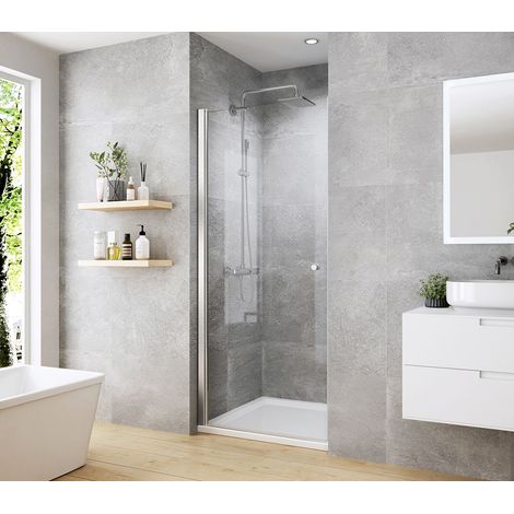 Heilmetz Duschabtrennung Duschtür 80x185 cm Pendeltür Schwingtür Nischentür 6mm ESG Sicherheitsglas mit Beidseitiger Nano Beschichtung (1/5)