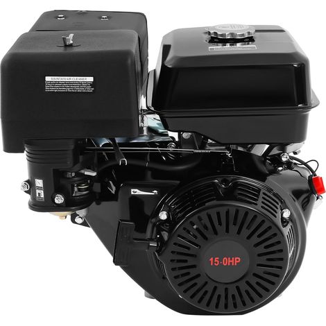 Moteur à essence 4 temps 15 CV 420 CC - Moteur sur pied - Moteur industriel - Refroidissement par air OHV - Arbre de 25 mm - 3600 tr/min - Avec fonction d'alarme d'huile - Pour karts, nettoyeurs haute (1/5)