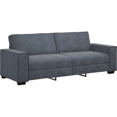 Divano a 3 Posti  Sofa Grigio Scuro 220x78x84 cm in Velluto (1/5)