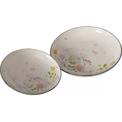 Teller mit Blumenmuster FLORINA, aus Keramik, 2er-Set