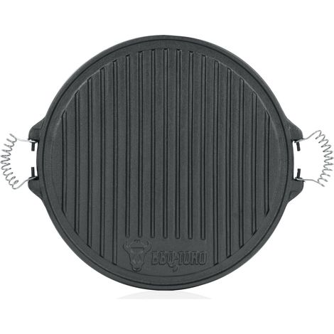 BBQ-Toro Gusseisen Grillplatte mit Griffen  Ø 42 cm  Wendeplatte, emailliert (1/5)
