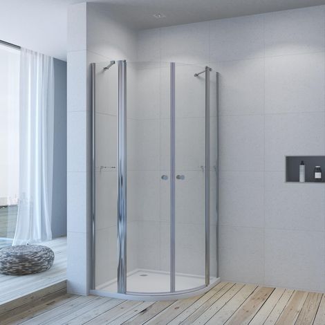 Duschkabine 90 x 90 Duschtür Fächerförmige Dusche Duschwand aus Glas Duschabtrennung Schiebetür mit 5mm Nano ESG Sicherheitsglas Höhe 195cm für Badezimmer (1/5)