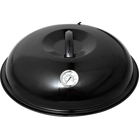 Paella World Backhaube für Paella-Grill Gusseisenplatte Ø 36 cm Stahl mit Thermometer