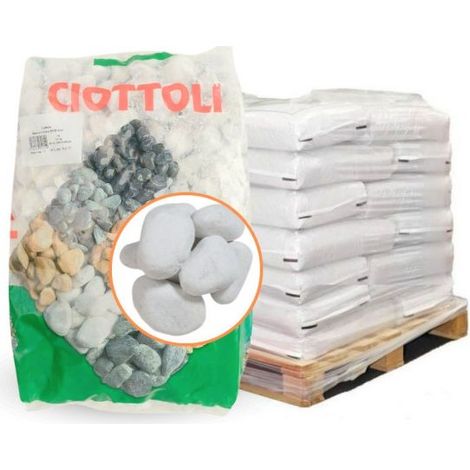 Paillage minéral Galet marbre blanc Carrare 25-40mm, 10 sacs de 25 kg - F-PAI008-10x25