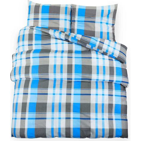Maison Exclusive - Bettwäsche-Set Blau und Grau 155x220 cm Baumwo (1/5)