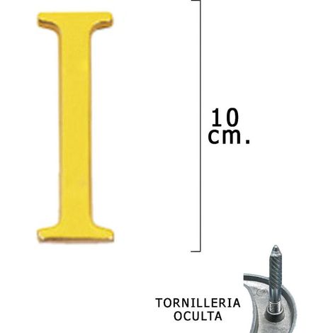 WOLFPACK LINEA PROFESIONAL - Letra Latón "I" 10 cm. con Tornilleria Oculta (Blister 1 Pieza)
