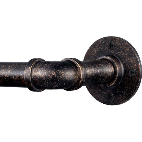 Tringle à rideaux industrielle de 80 à 305 cm, montage au plafond et au mur, diamètre 25 mm, extensible, pour terrasse, porte coulissante en verre, salon, bronze vintage (1/5)