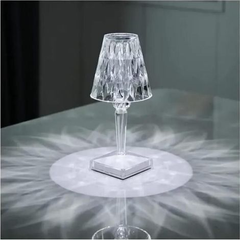 Lampe De Table - Cristal Acrylique - Lumière Tricolore Réglable - Rechargeable USB - Pour Salon - 1 Pièce (1/5)
