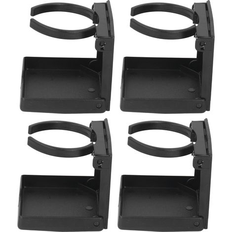 4Pcs Porte-Gobelet Pliable Réglable Support Tasse Boisson pour Camping-Car Voiture Bateau Fixation Verticale ou Murale Noir (1/5)
