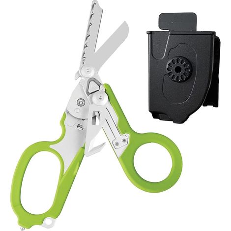Ciseaux tactiques tout-en-un – Ciseaux de premiers secours, ensemble d'outils de pompier, coupe-anneau, brise-verre en tuff cut ciseaux avec étui utilitaire (1/2)