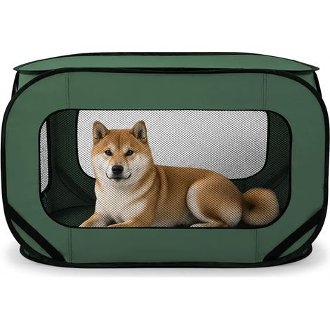92 x 52 x 52 cm Dog Carrier Mesh Foldable Oxford Fabric Breathable Portable Travel Carrier for Dog Cat Dog Green (1/5)