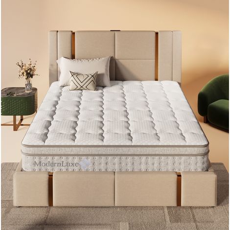 Matelas 140x190 cm en polyester blanc, 7 zones H3, respirant, moderne pour chambre adulte FloraGrace (1/5)
