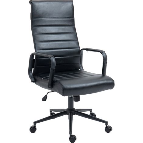 Silla de oficina Kolumbus de cuero auténtico Negro/negro