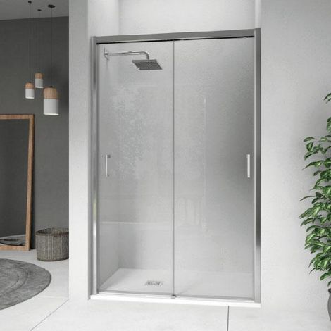 Puerta corredera doble Ducha COOPER Cristal serigrafiado Lateral fijo: 70 cm