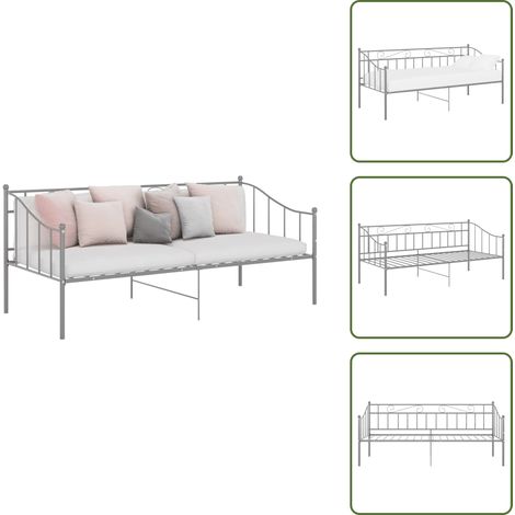 Cadre de canapé-lit sans matelas gris métal 90x200 cm - Canapé Convertible - Lit Invité - Lit Compact - Cadre Lit - Literie