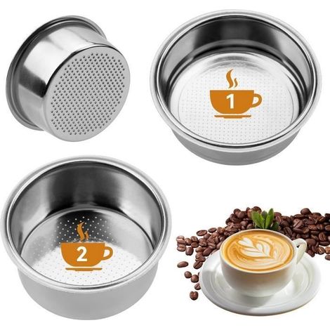 Filtre à Café - Acier Inoxydable - 51mm - Réutilisable - Compatible Machines à Expresso - 2 Tasses Heerico (1/3)