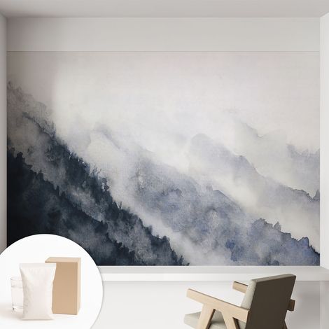 Papier peint intissé pour salon chambre à coucher peint imprimé Installation facile - Colle incluse gratuite Brume de montagne 152x104 cm (1/5)