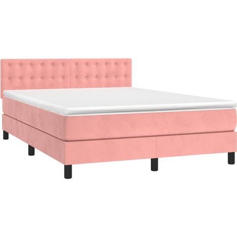 Boxspringbett mit Matratze Rosa 140x200 cm Samt vidaXL (1/4)