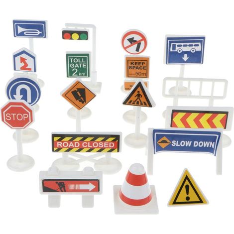 18 pezzi giocattolo educativo per bambini segnali stradali per imparare la conoscenza del traffico auto treno paesaggio regalo