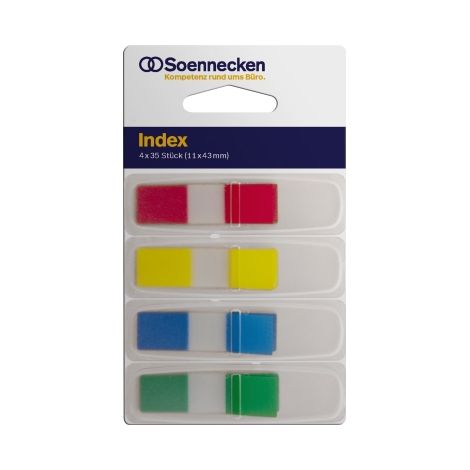 Soennecken Haftstreifen Index Mini Maße: 11 x 43 mm (B x H) Farbe: gelb, rot, blau, grün (1/2)