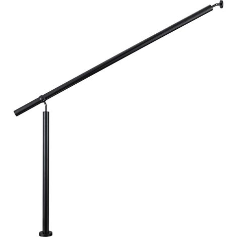 Garde-corps 150cm noir, 1 main courante et 1 poteau, inox 201, réglable 0-145°, pour entrée de jardin ou de maison - kit complet