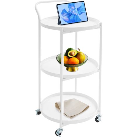 3-Tier Rolling Utility Cart with Lockable Wheels,Metal Storage Organizer for Kitchen Bathroom Living Room (1/5)