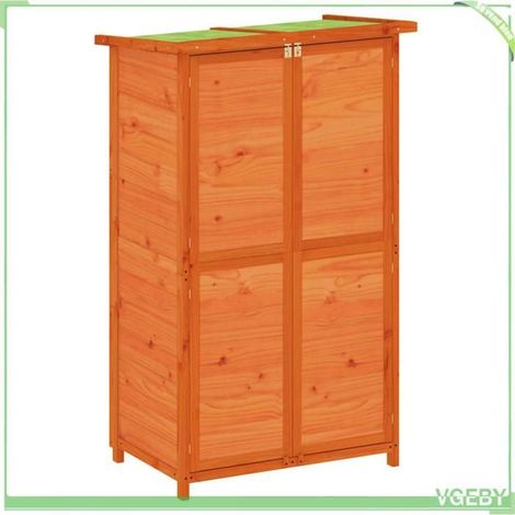Abri à outils de jardin - FAFEICY - 83x57x140 cm - Bois de pin massif - Toit étanche - Marron (1/5)
