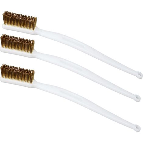 Juego de 3 cepillos de alambre pequeños, cepillo de alambre manual, cepillo de latón para limpiar cables en fregaderos, soldadura, hornos y óxido. (1/5)