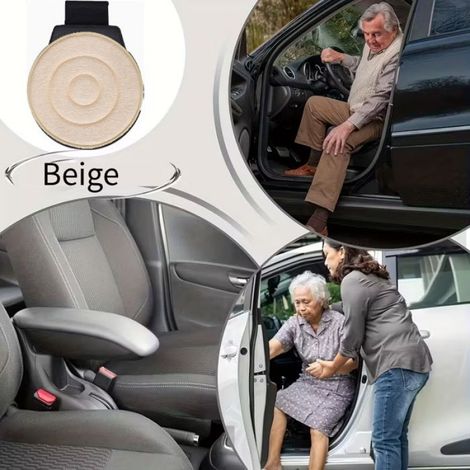 Coussin de siège auto pivotant à 360° - antidérapant - convient aux personnes âgées et aux femmes enceintes - taille ajustable-Beige (1/5)