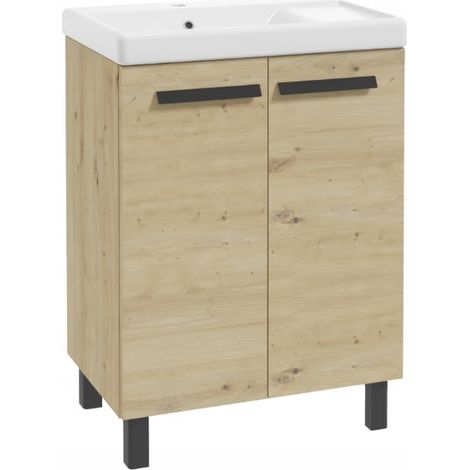 Mobile bagno indipendente con lavabo e scolapiatti 80x60cm Artisan Oak Bonita (1/5)