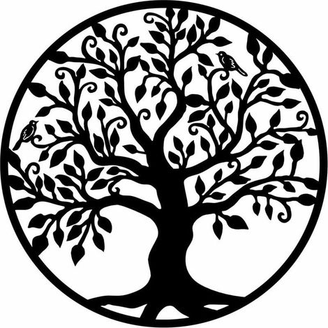 Metal Tree of Life Wall Decoration – Rust Resistant – Hand-Painted Hollow Design – 40x40 cm for Indoor and Outdoor Use (1/5)
