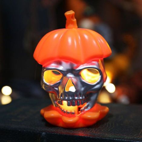 Bougie Électronique Crâne - Lumière Fantôme pour Halloween - Décoration Citrouille Lanterne - 1 Pièce (1/4)