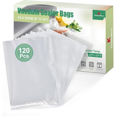 Sacs Sous Vide Alimentaire 120 Pcs：Sac Sous Vide Gaufré 15 x 25 cm, Sacs de Mise Sous Vide Alimentaire pour Machine Sous Vide, Sachet Sous vide Alimentaire 175 µm (1/5)