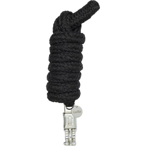 Kieffer Führstrick für Pferde, Satin Shine, 2 m - Panikhaken, Schwarz