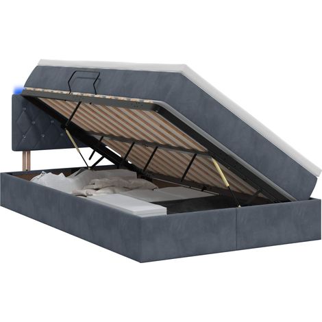 Cama de almacenamiento LED con colchón Gris oscuro 120 x 200 cm vidaXL (1/5)