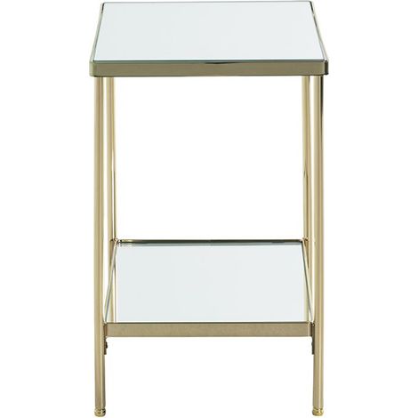 Table d'appoint carrée en métal coloris doré et verre -longueur 29 x profondeur 29 x hauteur 46 cm (1/4)