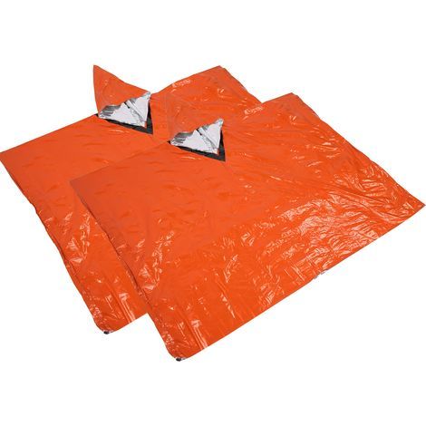 2er-Pack Notfall-Regenmäntel, wasserdicht, für Camping, Wandern und Klettern, orange Farbe. (1/5)