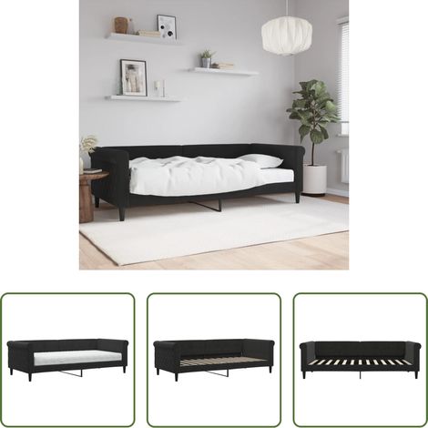 vidaXL Canapé - Lit de jour avec matelas noir 90x200 cm velours (1/5)