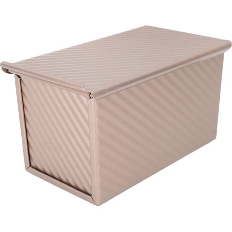 Stampo antiaderente per il pane, utensili da forno per la panificazione, scatola per il pane ondulata in acciaio al carbonio dorato con coperchio. (1/5)
