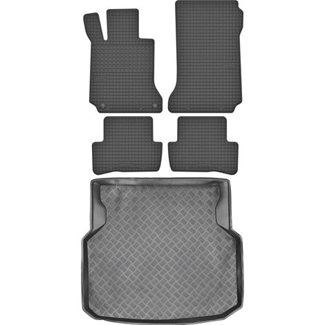 Juego de alfombrillas de goma para coche y maletero para Mercedes Clase C W204 Sedán Kombi (2007-2014).
