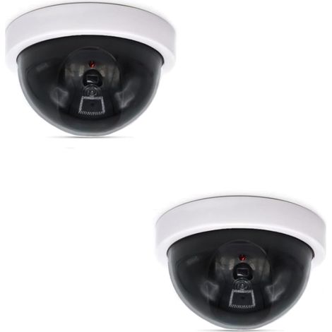 Lot de 2 fausses caméras de surveillance réalistes avec lumière LED clignotante, alimentées par batterie et résistantes aux intempéries pour une protection extérieure optimale, caméra de sécurité simu