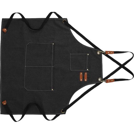 Tablier en toile épaisse pour cuisines, cafés, salons de coiffure, vente en gros, menuiserie, jardinage, salopette en denim, ceinture en coton, noir. (1/5)
