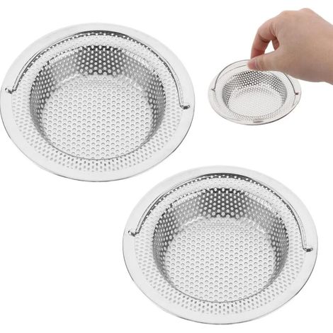 2PCS Filtre à évier de Cuisine en Acier Inoxydable - Diamètre Extérieur 11 cm x Hauteur 3 cm - Anti-Obstruction, Résistant à la Rouille, Poignée Relev (1/5)