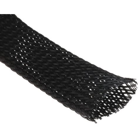 Gaine Tressée 19mm RS PRO, Noir en PET, 30m ( Prix pour Bobine de 30 Mètres )