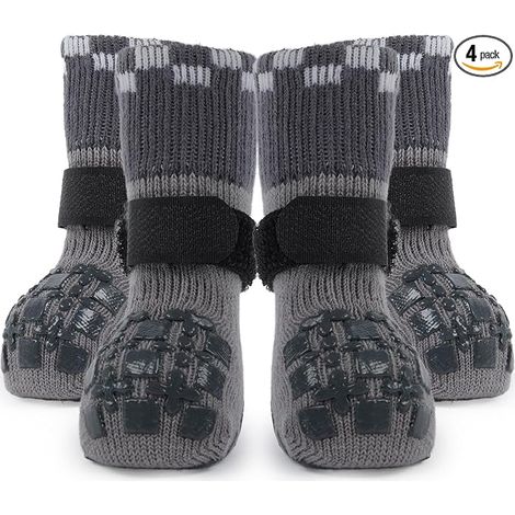 Dog Socks, Cushion Socks for Dogs Indoor Injury (Grey, M)