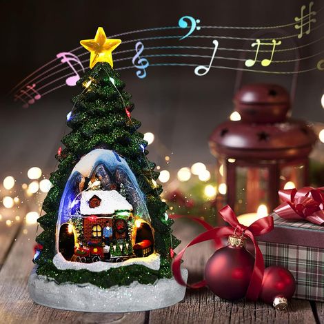Ornement de Noël et Musical Superbe, Lumière chaude - Boîte à Musique Lumineux - en Résine Décoration et Cadeau - 13.5x23 cm (1/5)