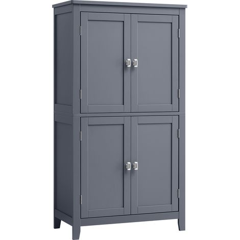 Vasagle – Armoire murale de salle de bain 30 x 60 x 110 cm – 4 portes – Étagères réglables – MDF gris ardoise – Installation facile