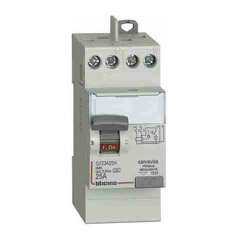 BTIG723A25H Interruttore differenziale SALVAVITA 2P - tipo A - In= 25A - Idn= 0.03A